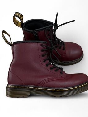 Dr. Martens Toddler cherry red 1460 Softy T Leather Lace Up Boots